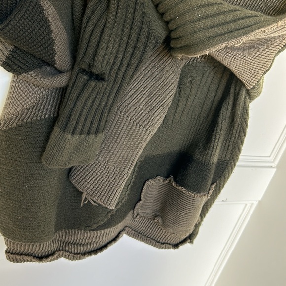 HELMUT LANG MILITARY GRUNGE CREW Long Sleeve Patchwork Sweater Green Large - Picture 10 of 15